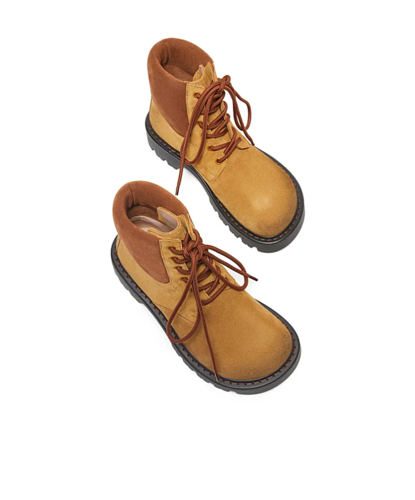 Loewe Sierra Military Ankle Boots In Suede In Brown