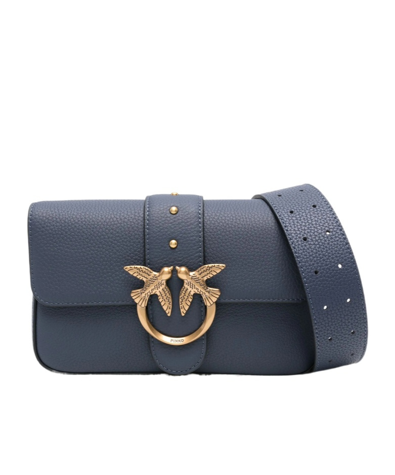 Pinko Love Birds Foldover Top Satchel Bag In Black