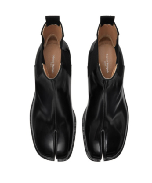 Maison Margiela Tabi City Leather Split-toe Chelsea Boots In Black