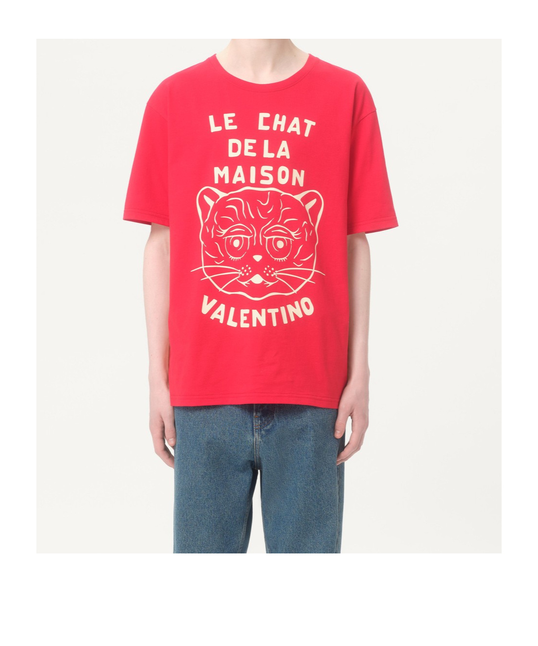 Valentino Garavani T-shirt With Le Chat De La Maison Print In Red