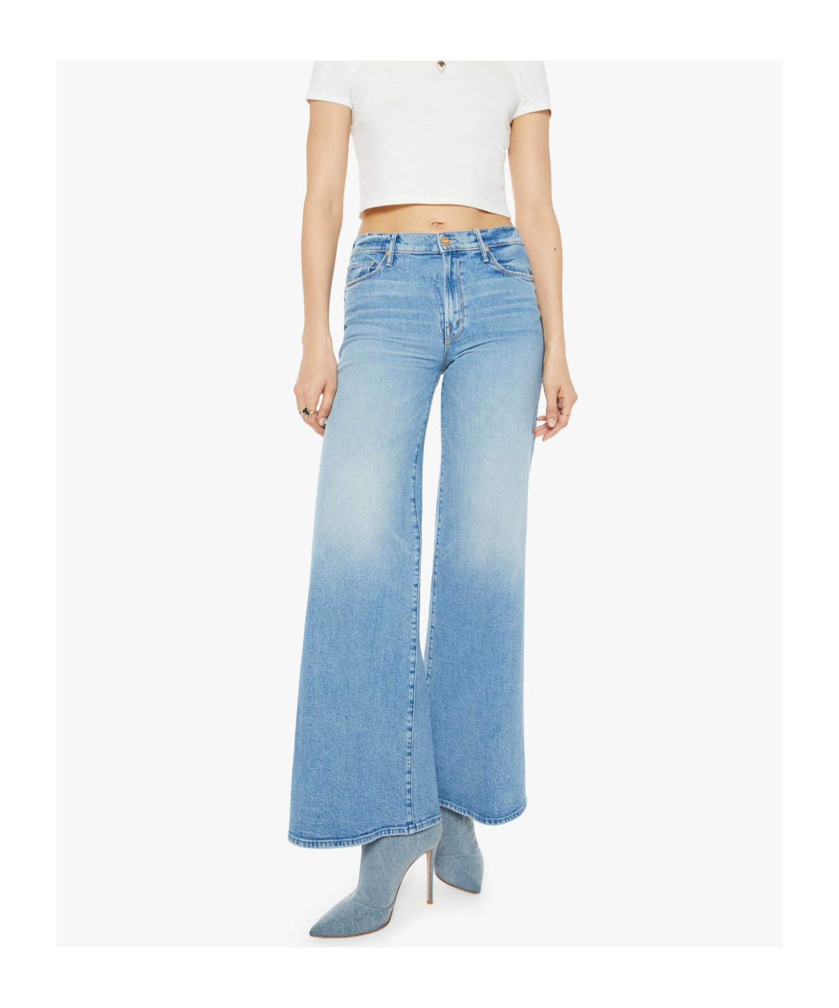 Mother Womens Horseback To Quarterback The Doozy Flared Straight-leg Mid-rise Stretch-denim Jeans In Blue