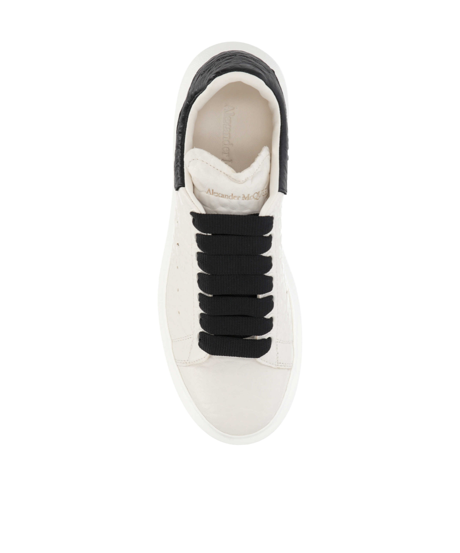 Alexander Mcqueen Ivory Leather Sneakers With Black Leather Heel In White