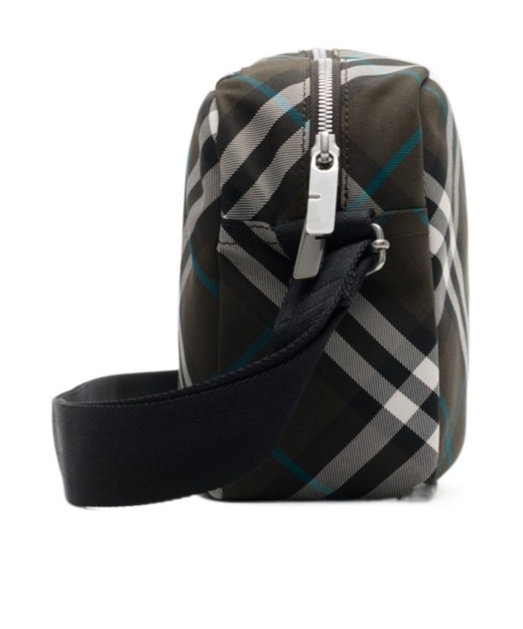 Burberry Checked Messenger Bag In Black
