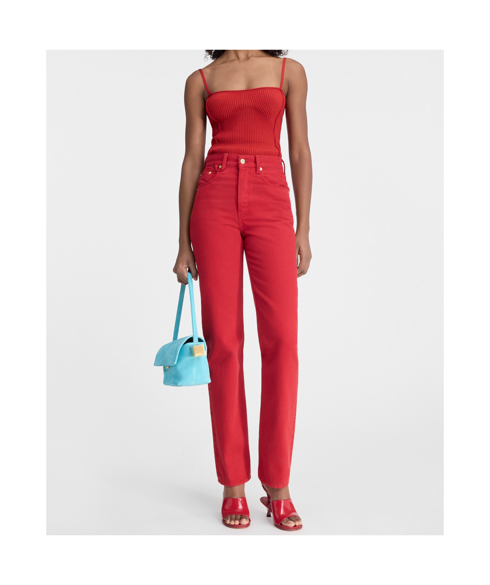 Jacquemus Straight Jeans In Red