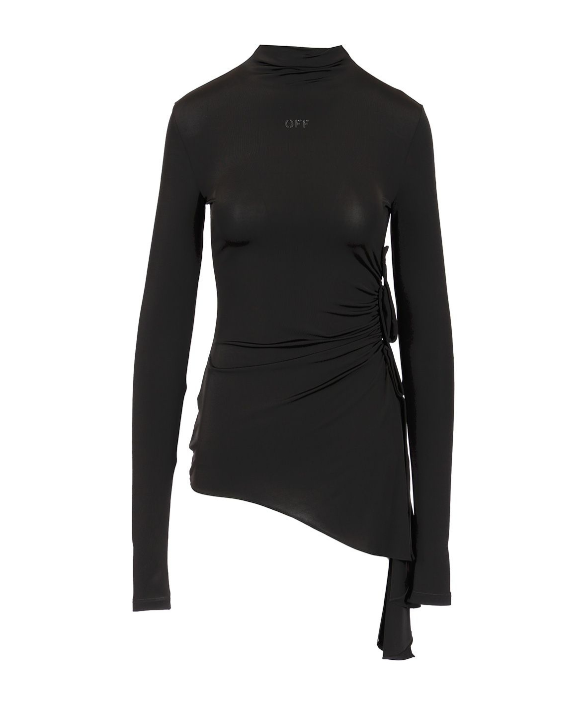 Off-white Stretch Viscose Dress In Black