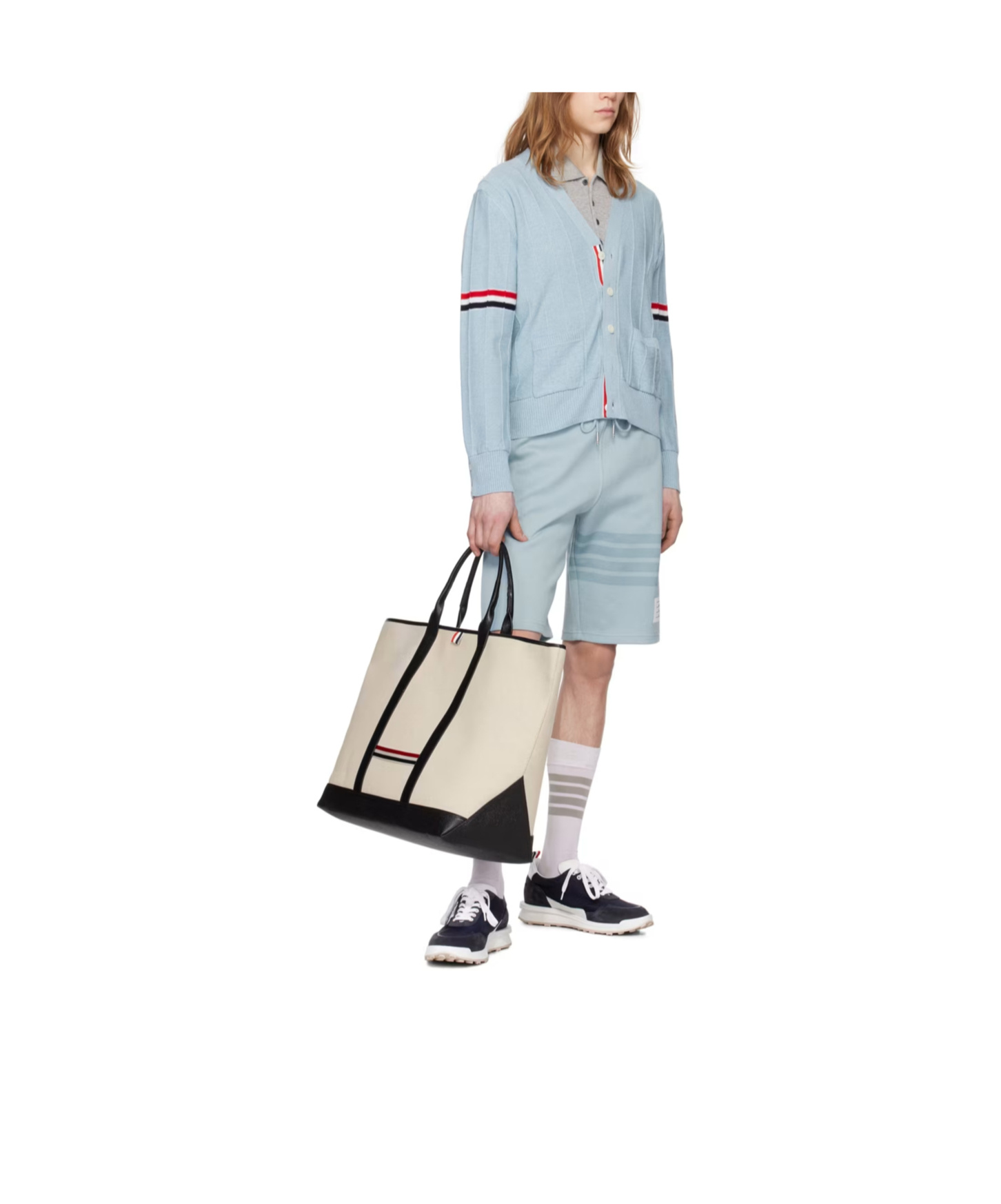 Thom Browne Rwb-stripe Tote Bag In Nude