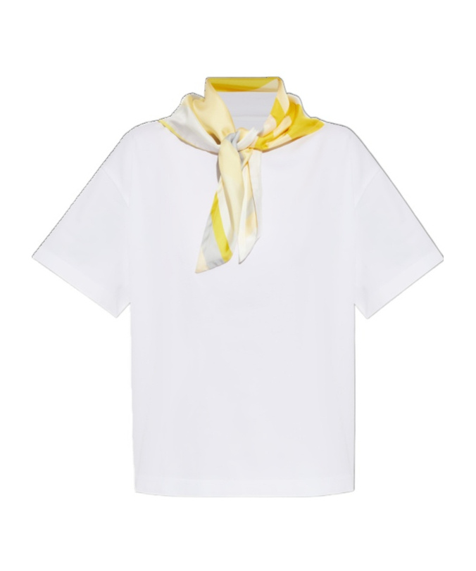 Bottega Veneta Women White T-shirt With Silk Scarf In White