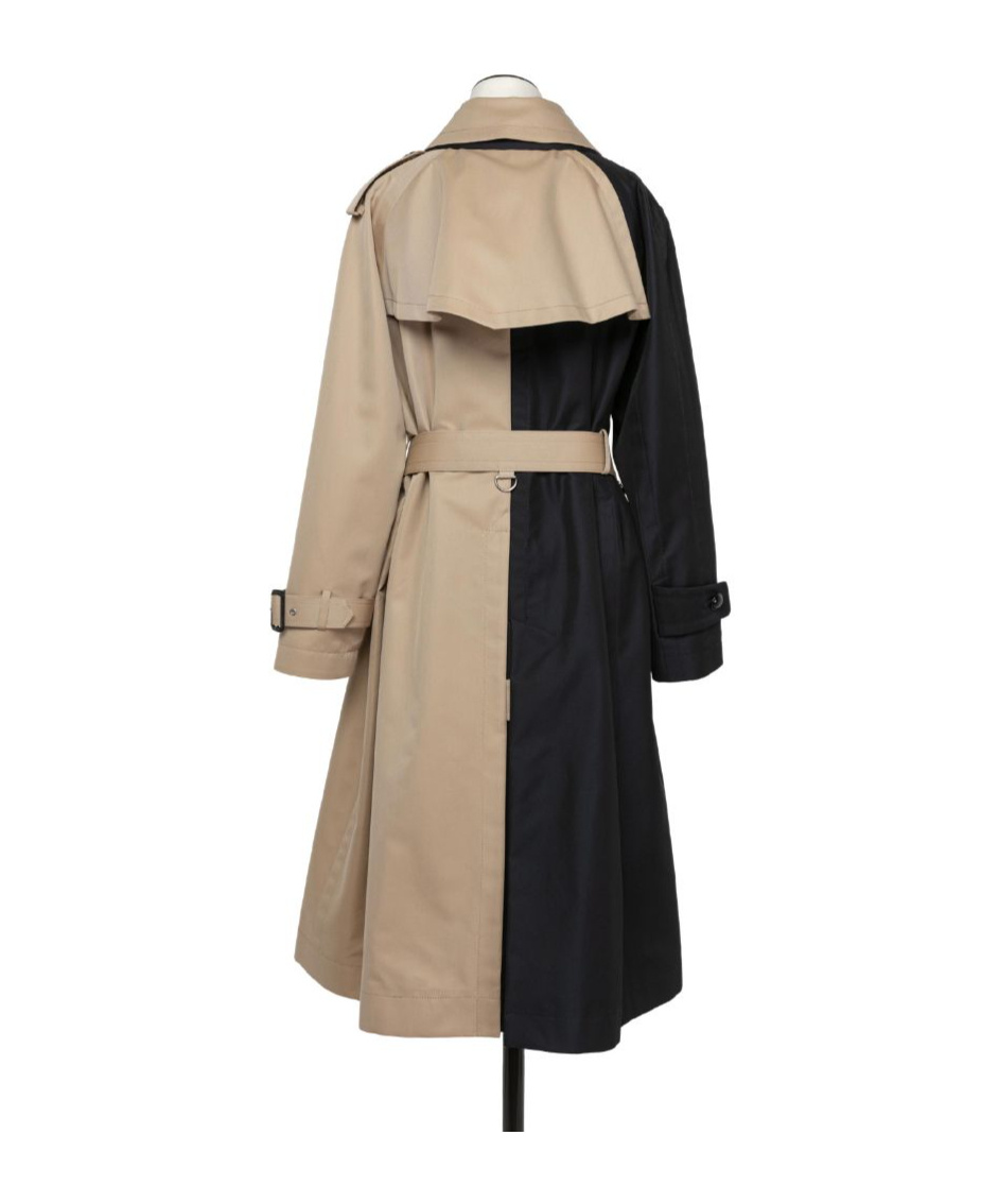 Sacai Two-tone Trench Coat In Multicolor