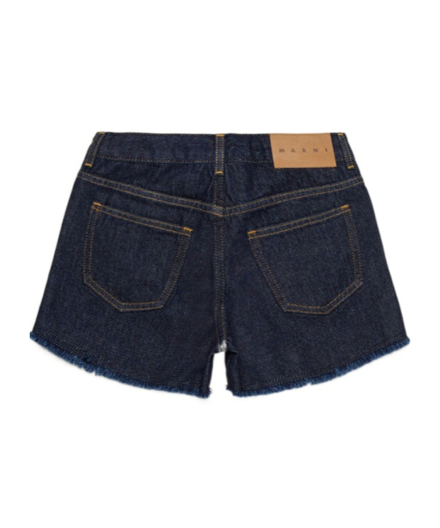 Marni Dark Denim Shorts With Rhinestones In Blue