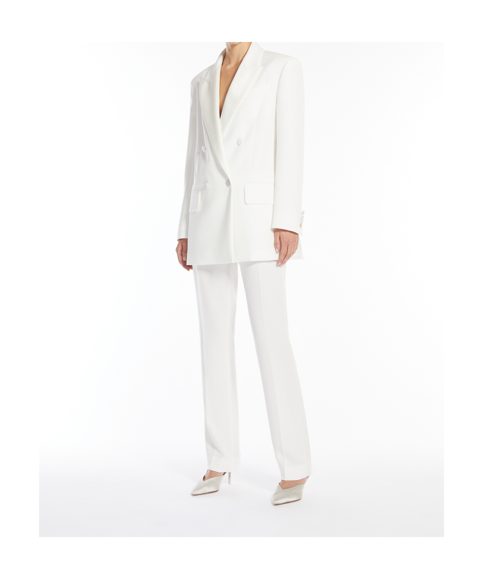 Max Mara Cropped White Pants With Tailored Silhouette In White