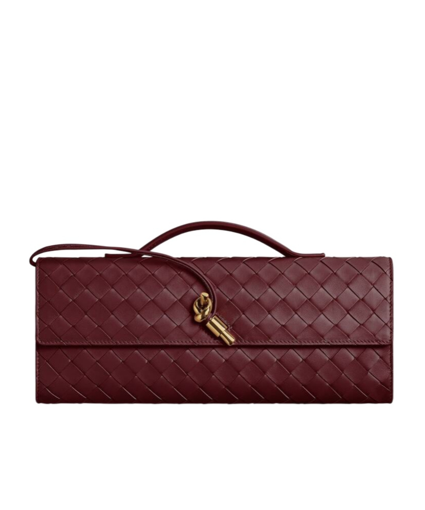 Bottega Veneta Long Andiamo Intrecciato Clutch Bag In Red
