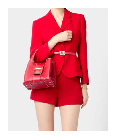 Roger Vivier Viv' Choc Mini Shopping Bag In Leather In Red