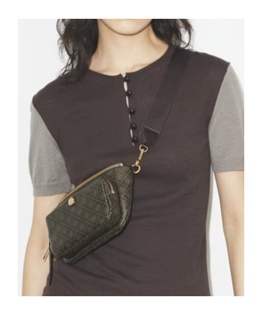 Tory Burch T Monogram Coated Canvas Mini Belt Bag In Brown