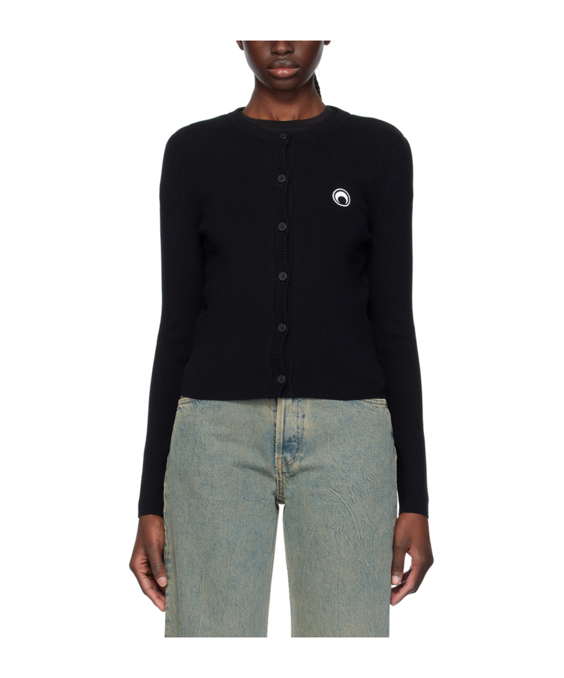 Marine Serre Core Knit Cardigan In Black