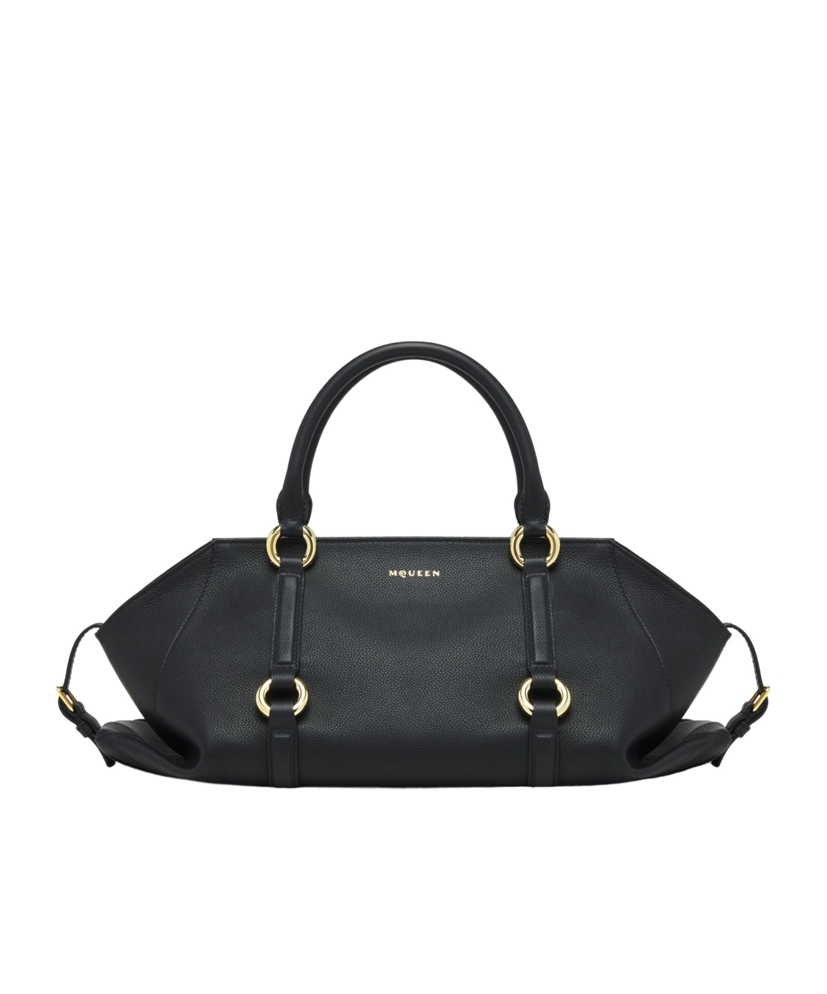 Alexander Mcqueen Mcqueen Medium Farringdon Leather Satchel In Black