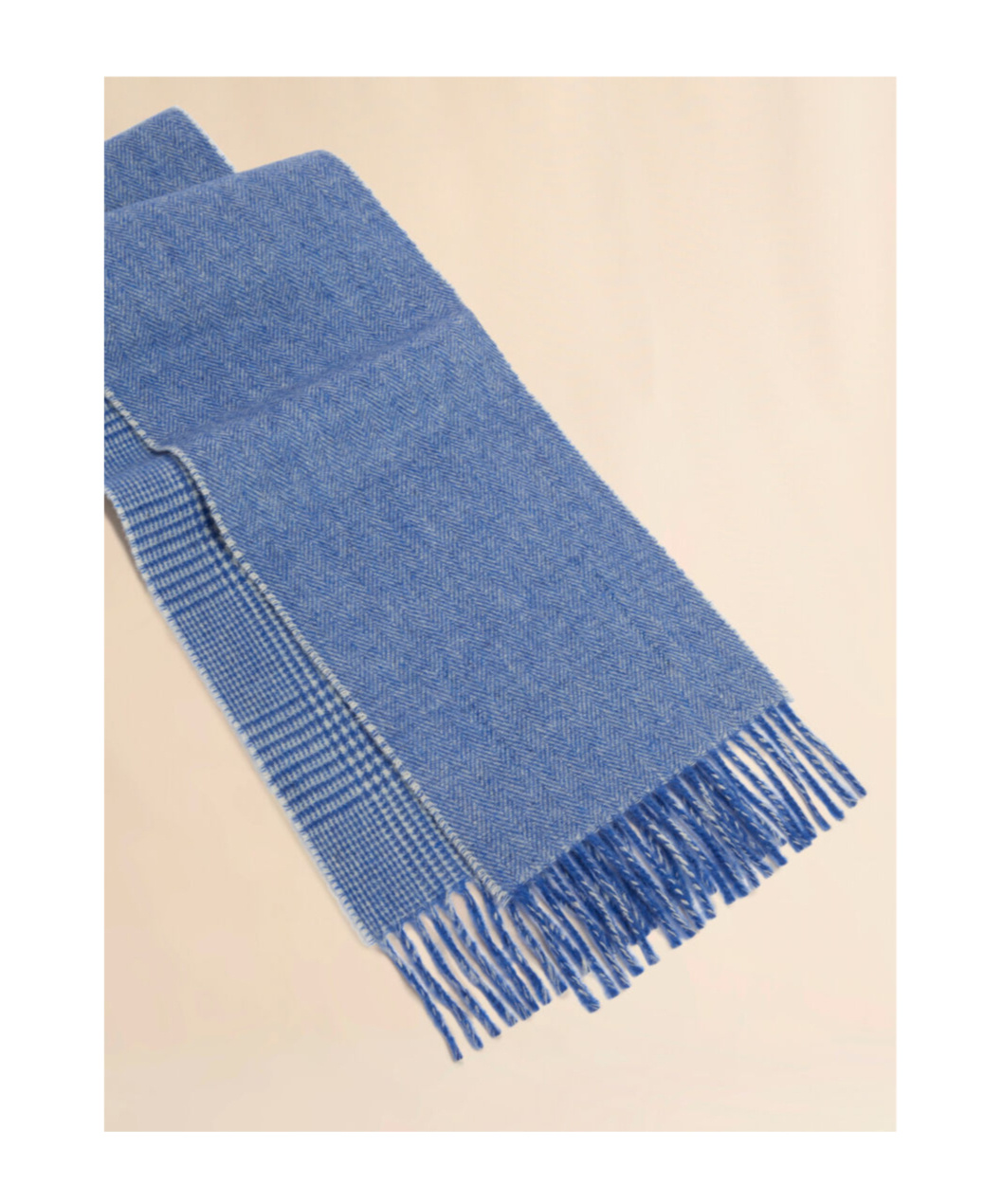 Marni Light Blue Wool Scarf With Prince Of Wales Check