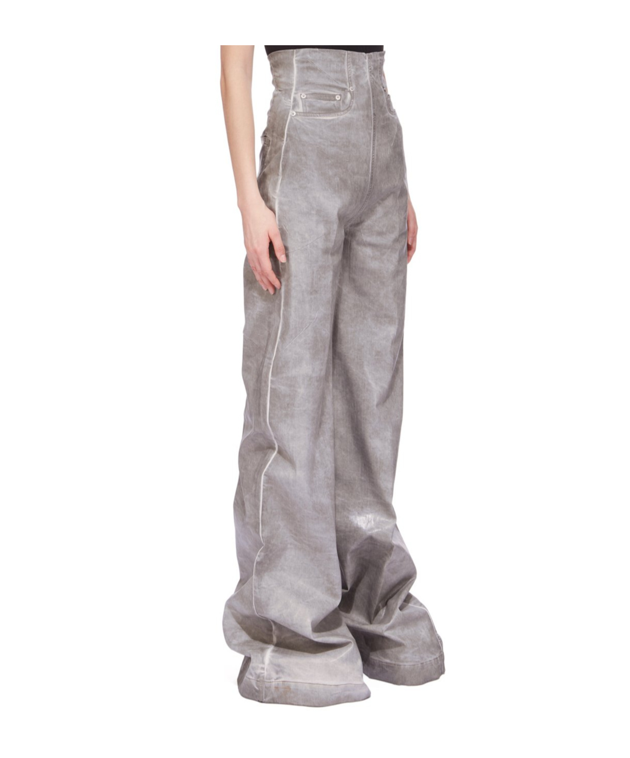 Rick Owens Drkshdw Pearl Foil Stretch Jeans In Gray