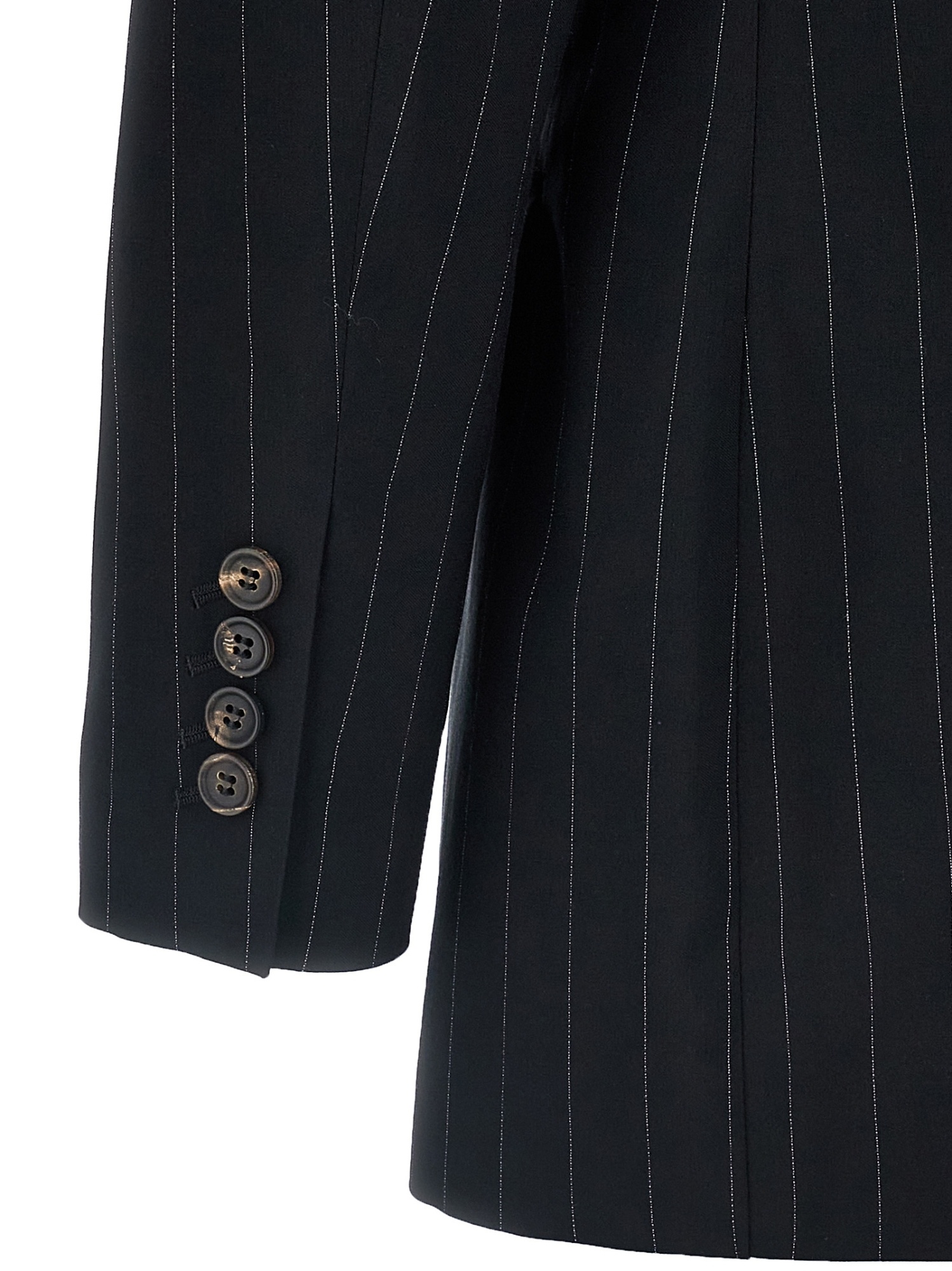 Brunello Cucinelli Black Pinstriped Double-breasted Blazer In Black