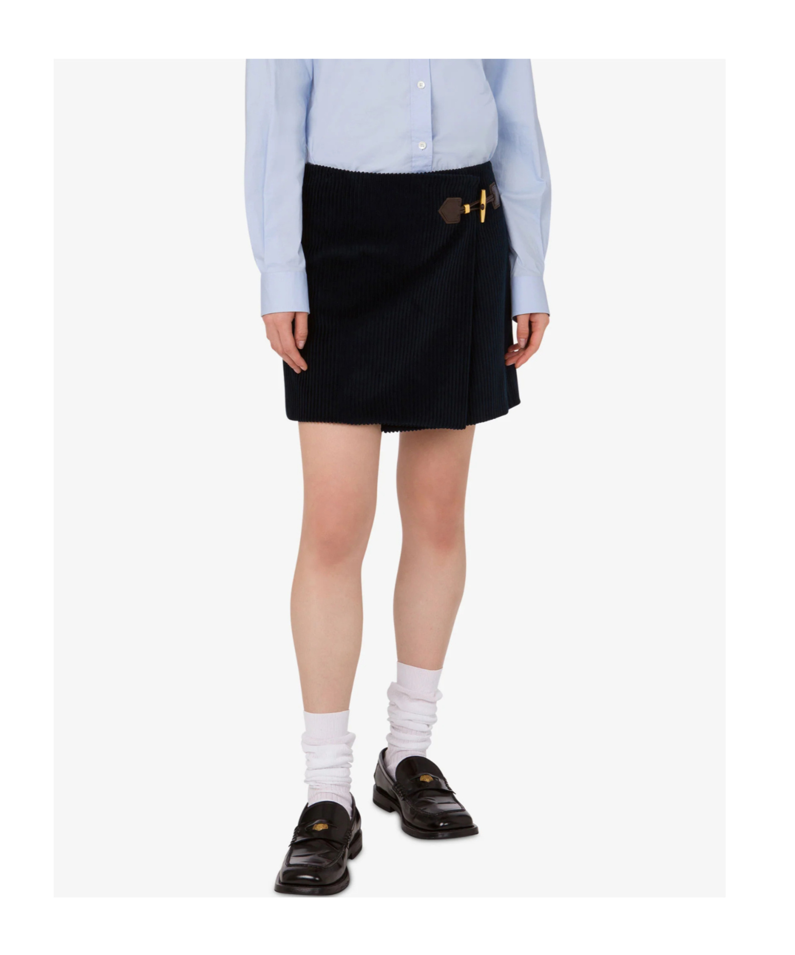 Moschino Buckle-wrap Mini Skirt In Blue