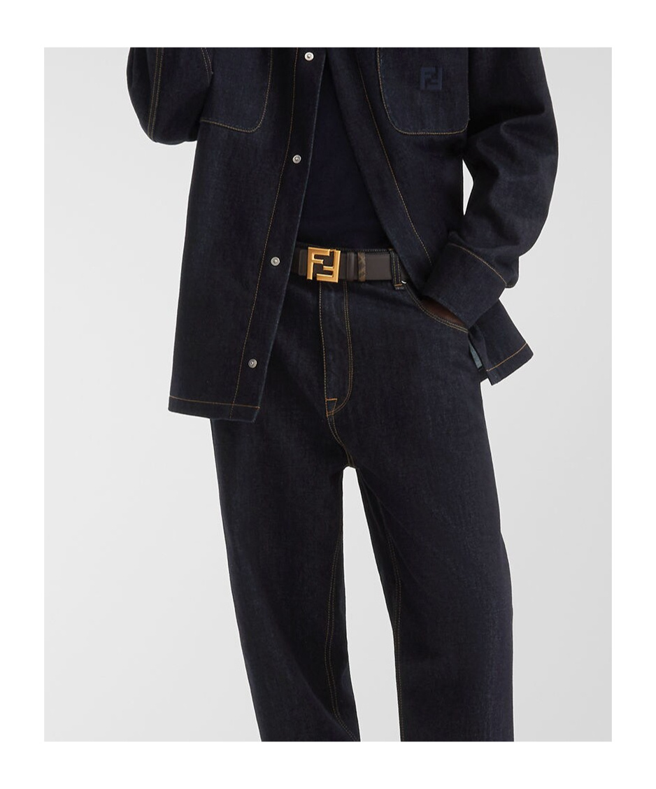 Fendi Reversible Ff-pattern Belt In Black