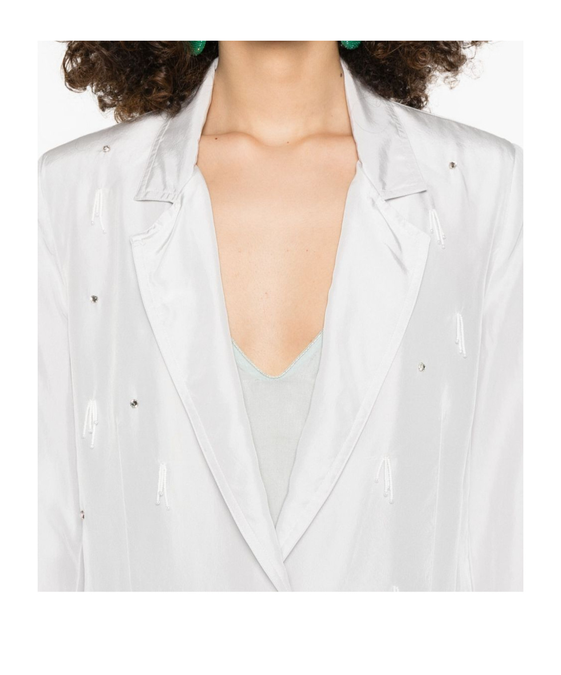 Forte Forte Embellished Double-breasted Silk Jacket With Button Detailing In White