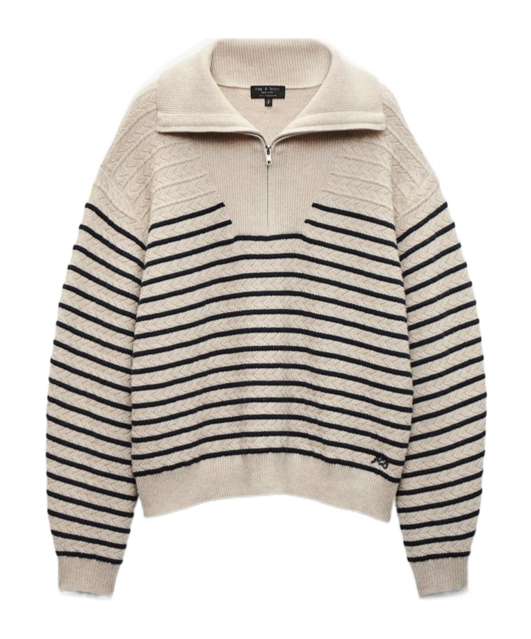Rag & Bone Natalia Cashmere Half-zip Sweater In Brown