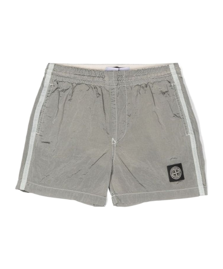 Stone Island Compass-motif Swim Shorts In Gray