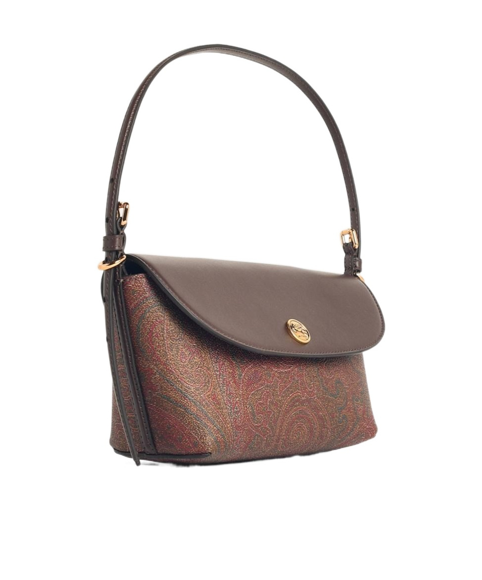 Etro Cotton Blend Shoulder Bag With Paisley Pattern In Brown