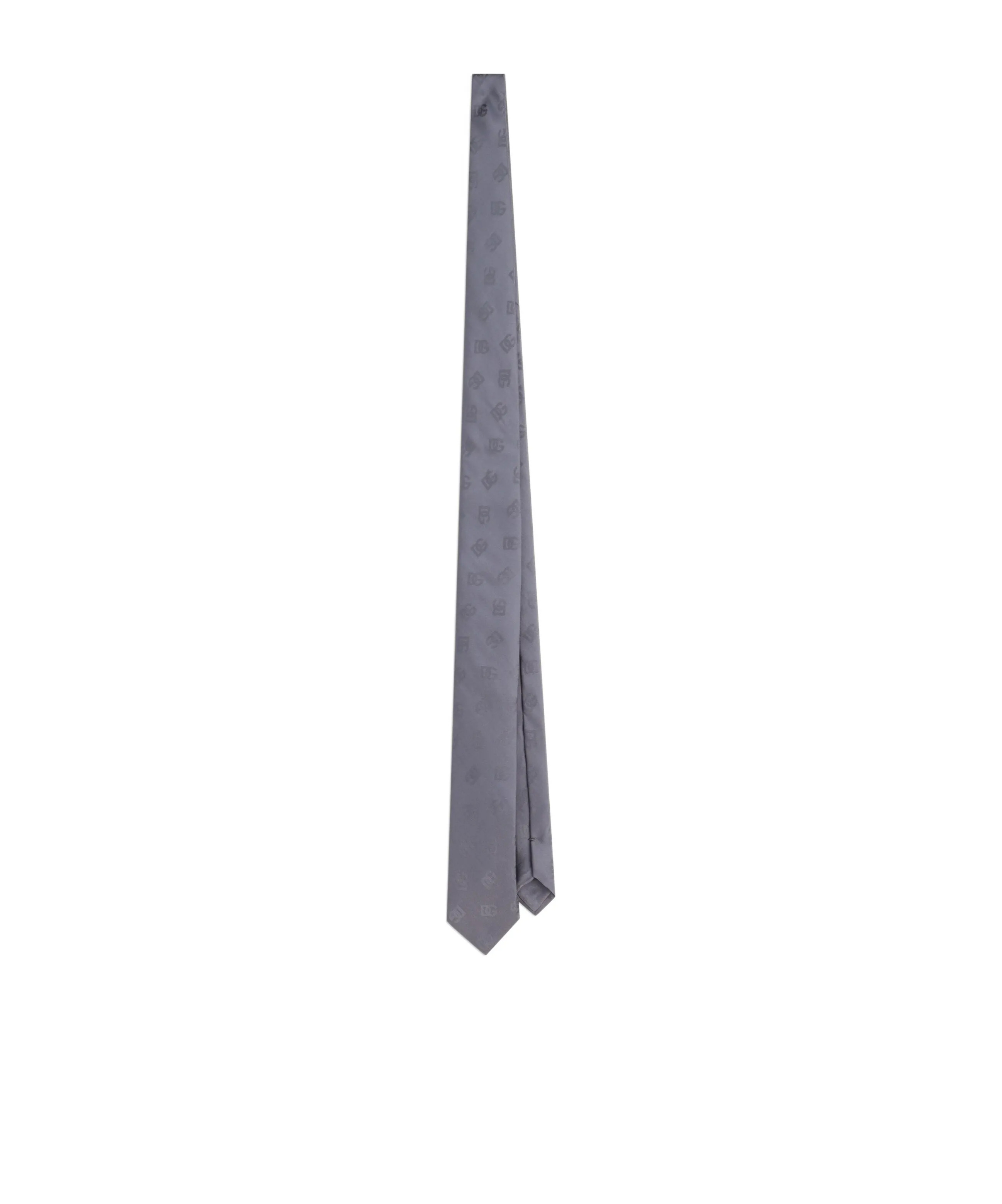 Dolce & Gabbana Dg Logo Jacquard Tie In Gray
