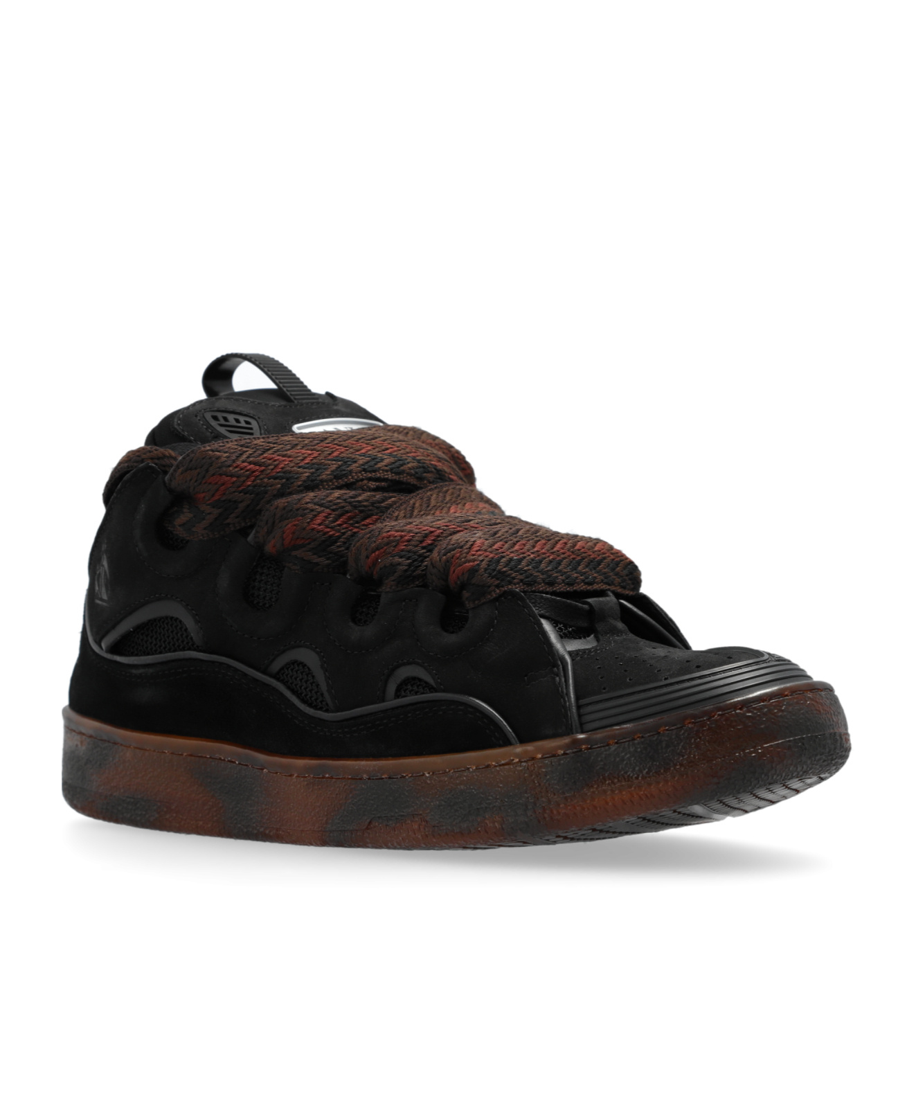 Lanvin Curb Leather Sneakers In Black