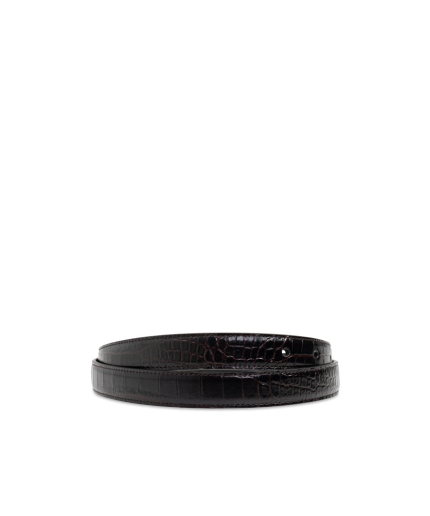 Saint Laurent Crocodille-effect Belt In Black