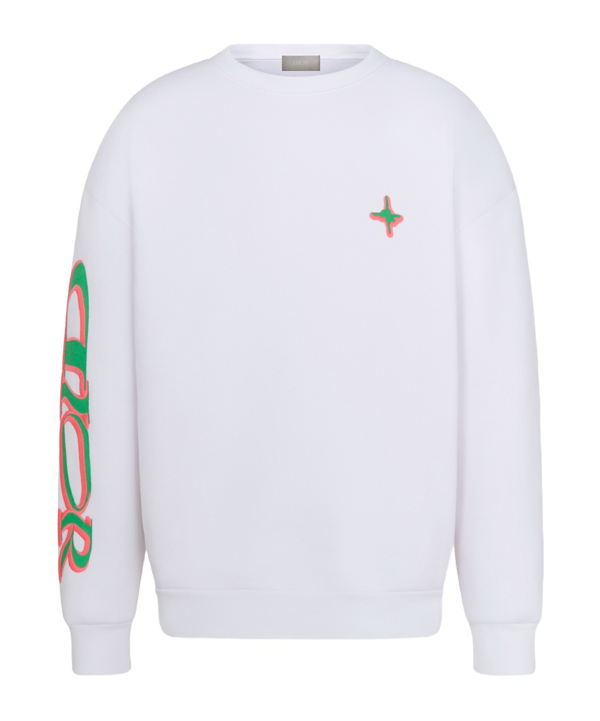 Dior Crew Neck Graphic Print Long Sleeves Sweater In White