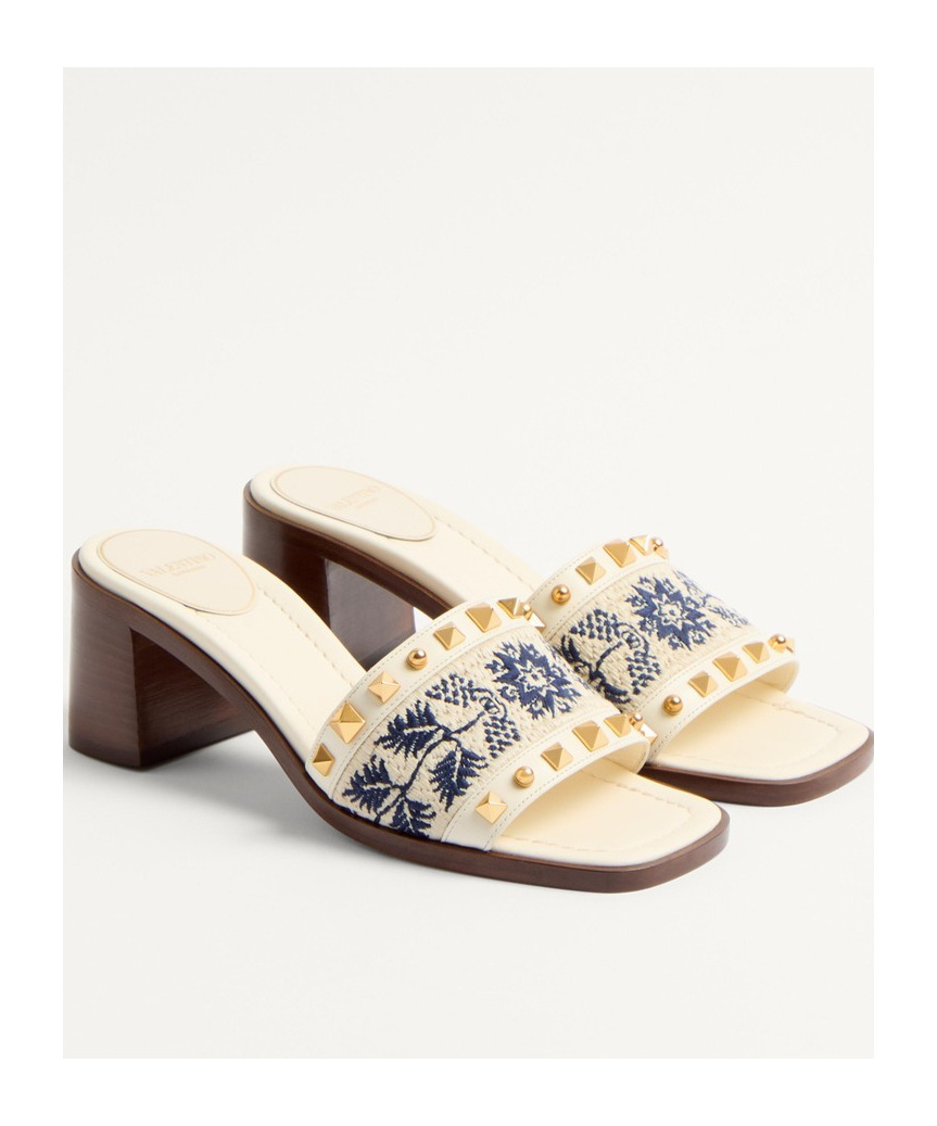 Valentino Slide County T. 60 In Ivory/natural/blue