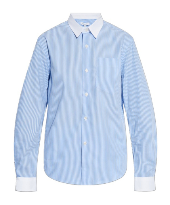 Sporty And Rich Sporty & Rich Classic Striped Button In Blue