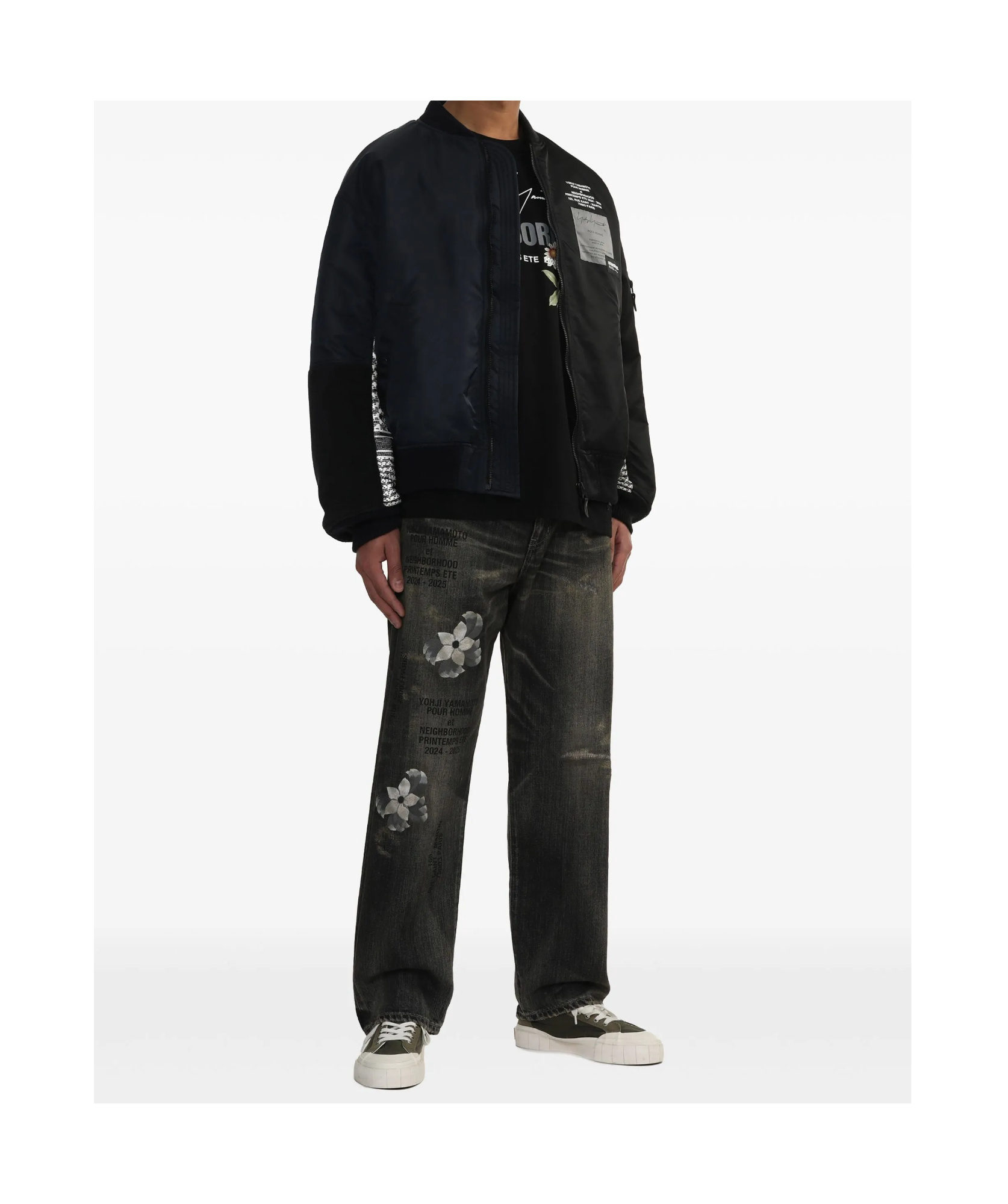 Yohji Yamamoto Black Neighborhood Edition Ma-1 Bomber Jacket In Black