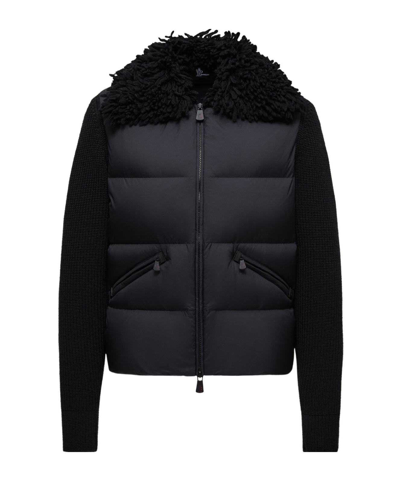 Moncler Padded Wool Zip-up Cardigan In Black