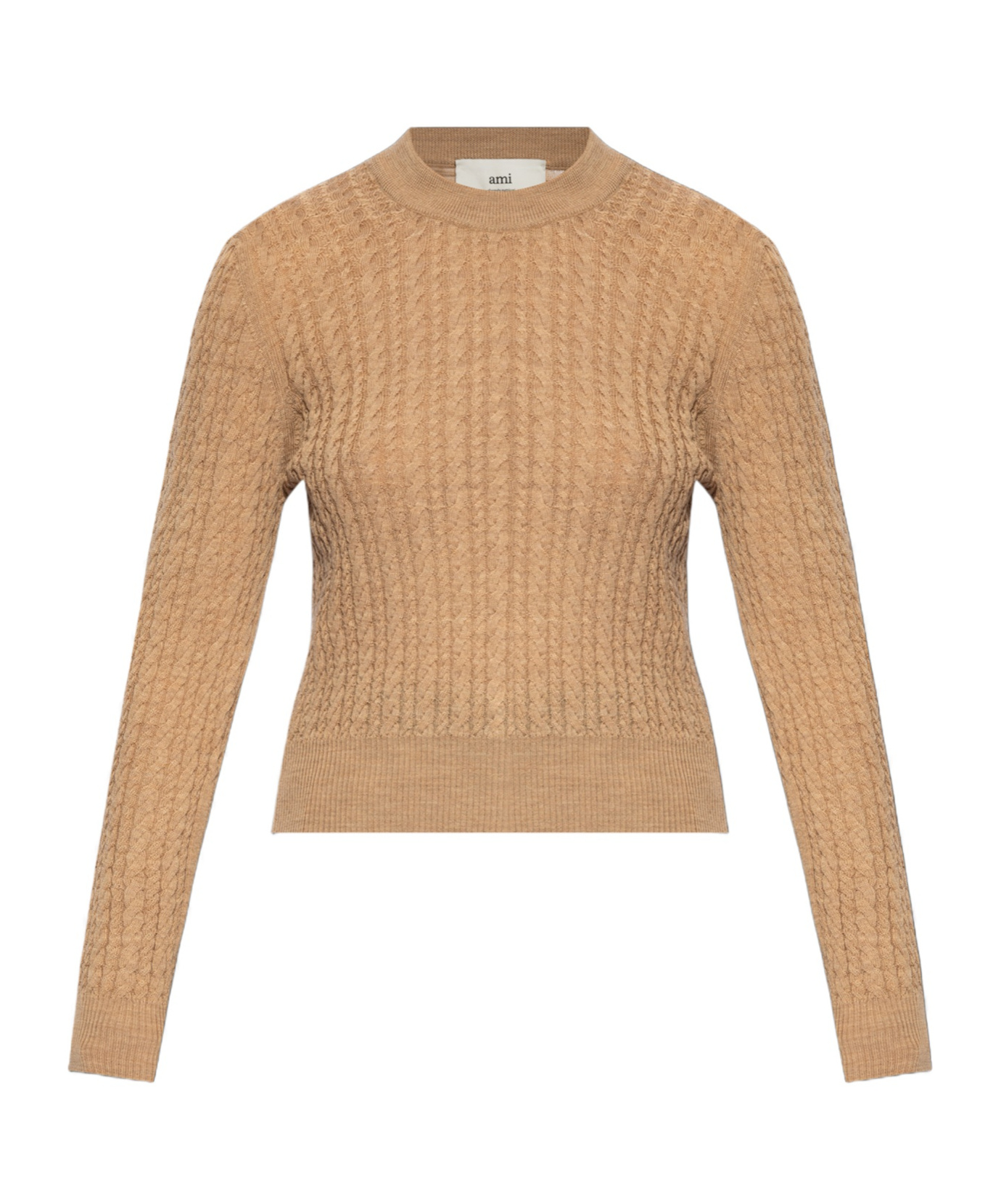 Ami Alexandre Mattiussi Ami Cableknit Crewneck Sweater In Nude