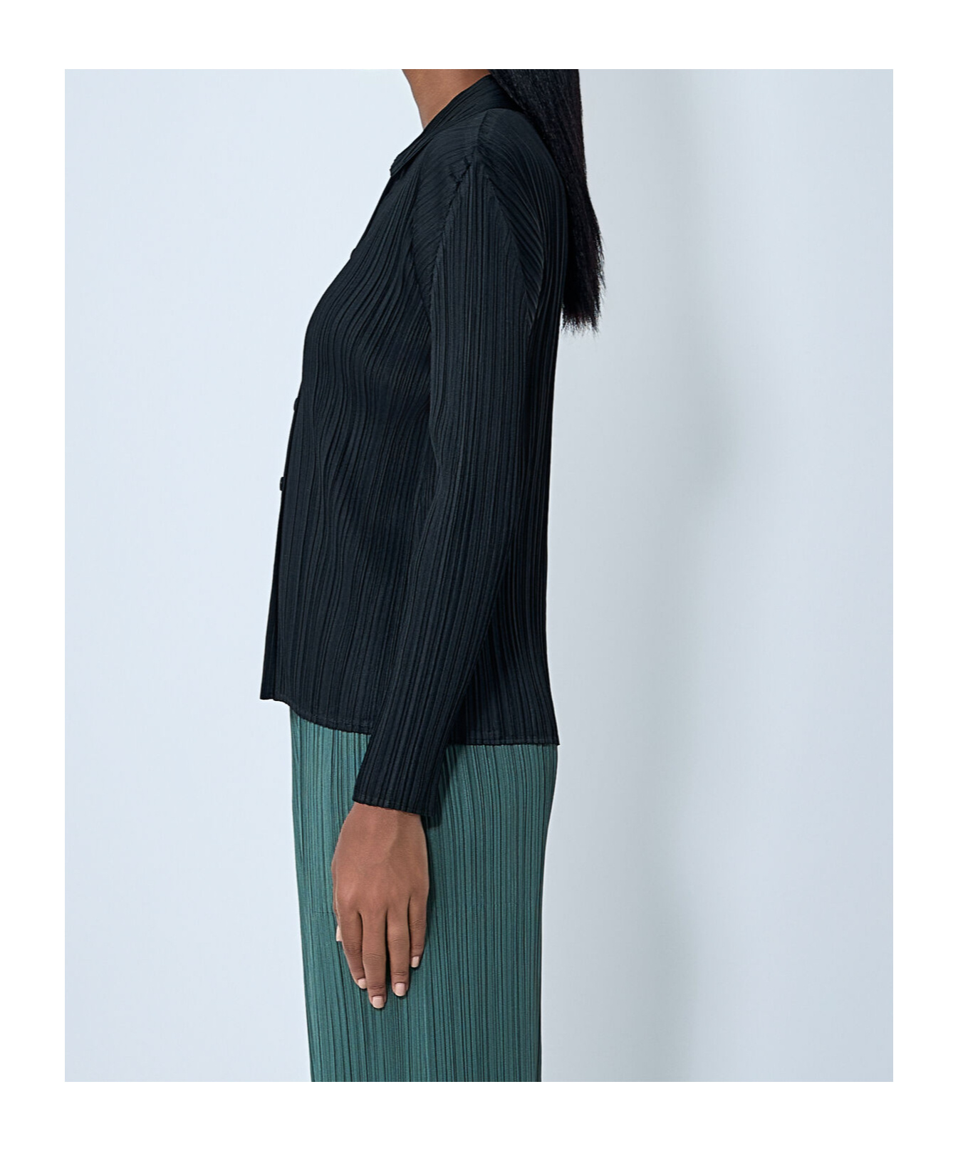 Issey Miyake Basics Pleated Long-sleeve Shirt In Black