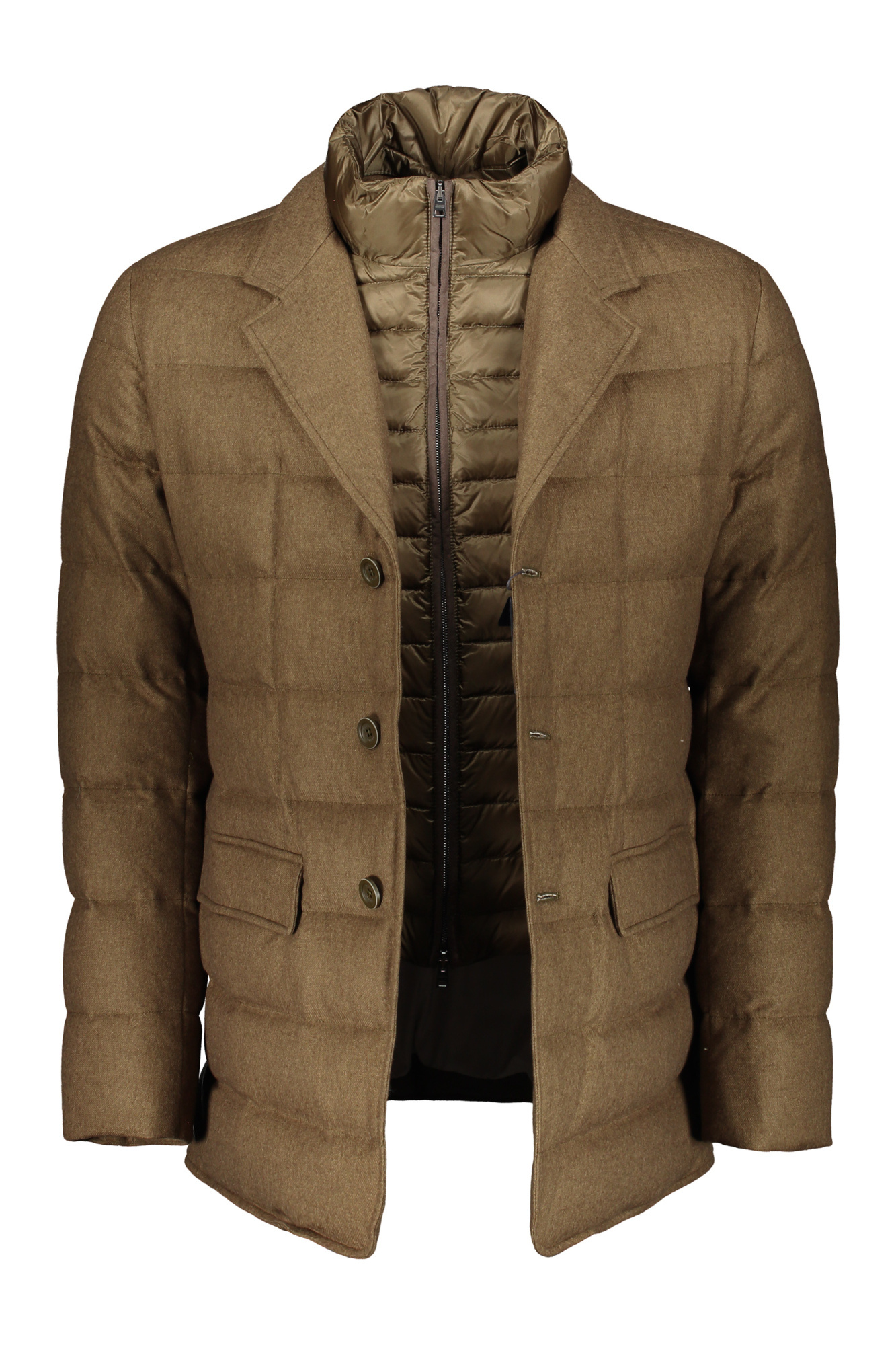 Herno Removable-panel Padded Jacket In Brown