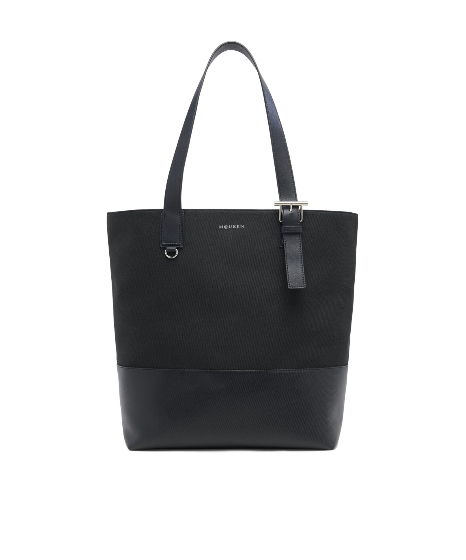 Alexander Mcqueen Mcqueen T-bar Canvas Shopper In Black
