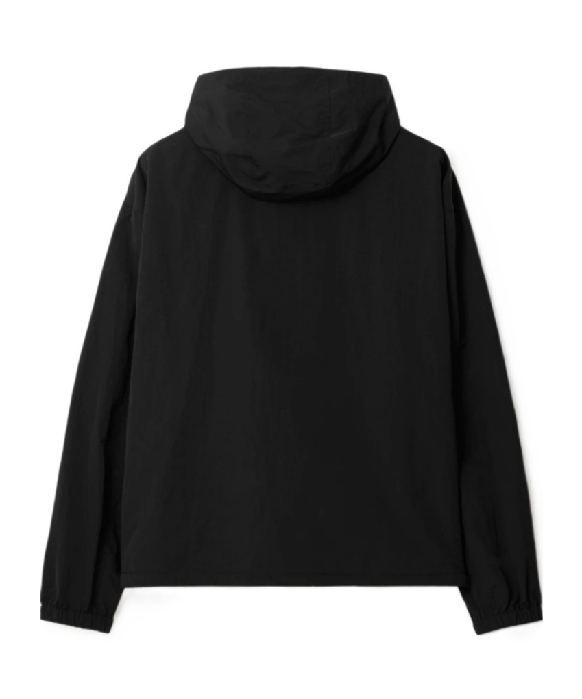 Burberry Raincoat With Elastic Cuffs And High Collar In Black
