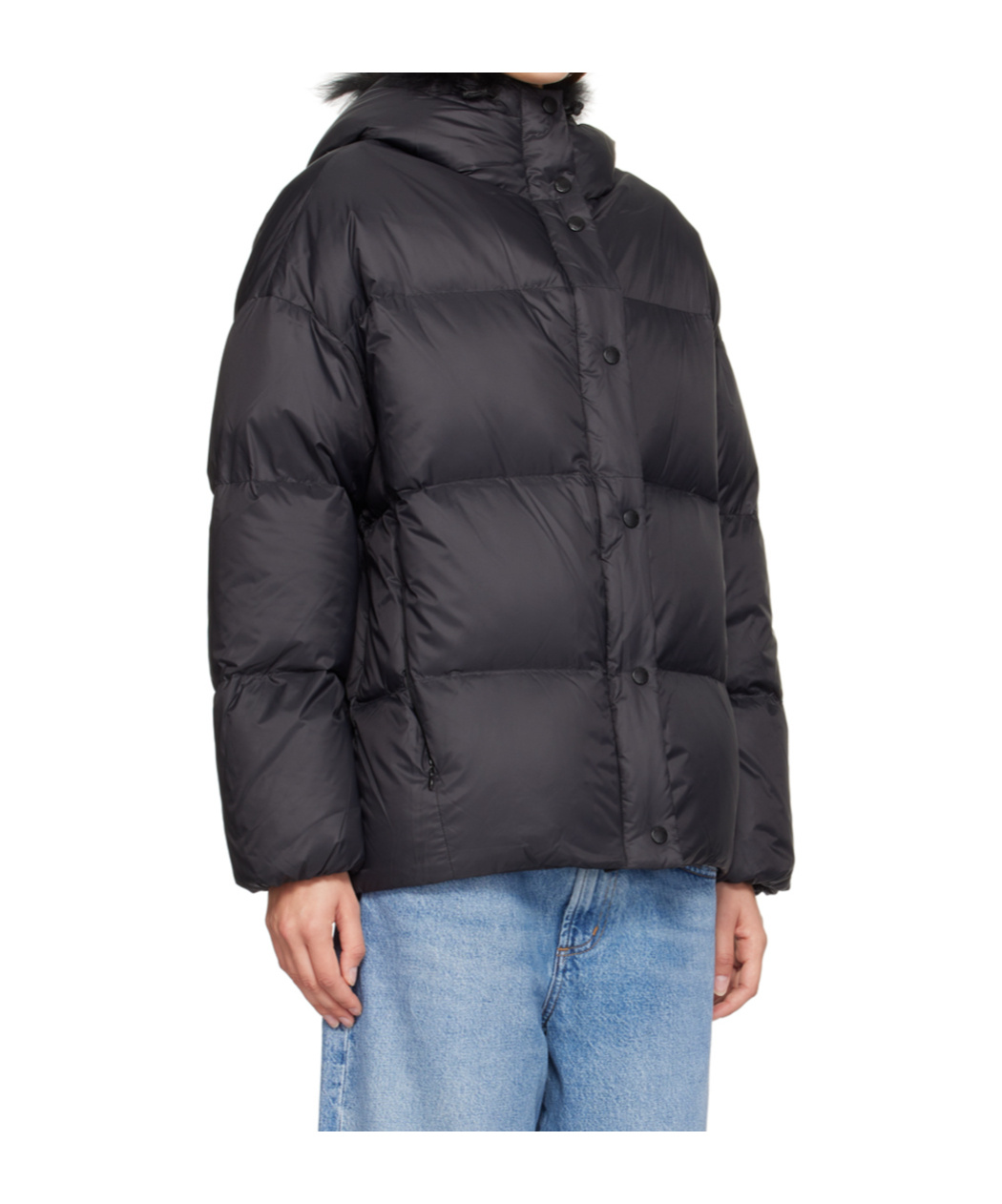 Yves Salomon Black Hooded Down Jacket In Black