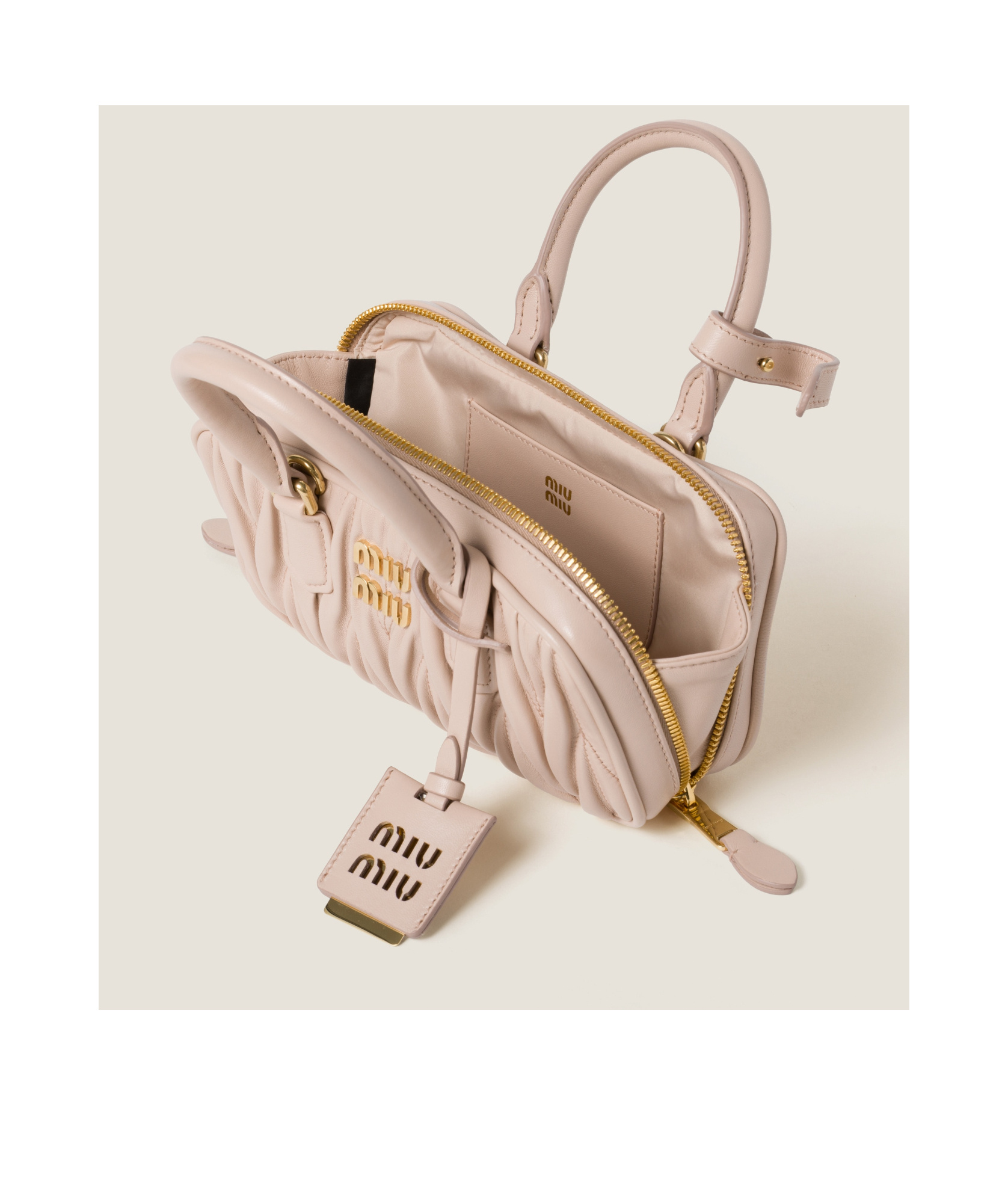 Miu Miu Double Handle Shoulder Bag In Nude