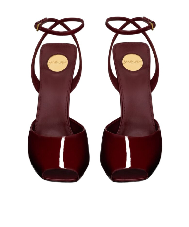 Saint Laurent La Scandale Patent Ankle-strap Sandals In Grenade