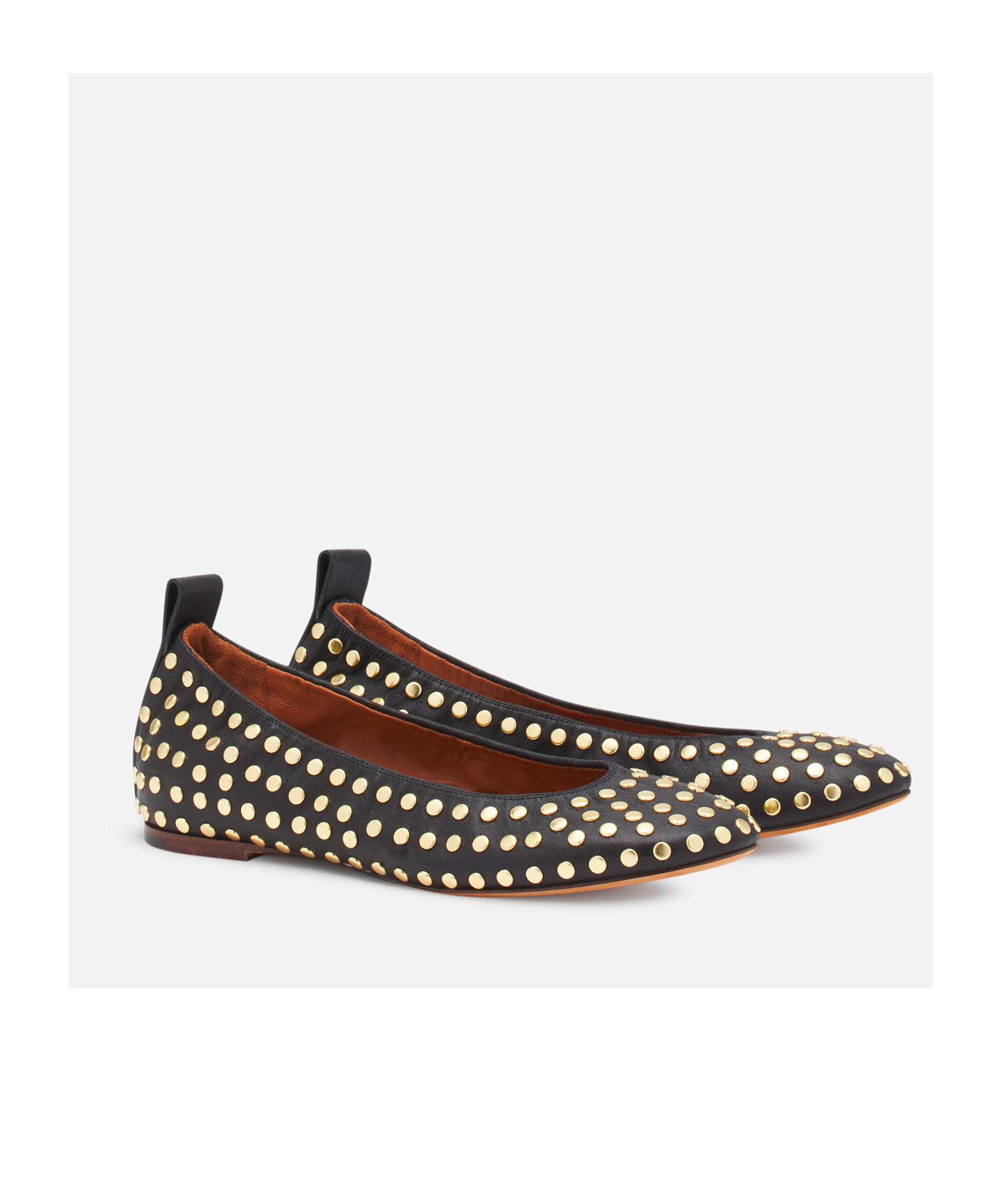 Lanvin La Ballerine En Cuir Avec Studs Pour Femme In Black