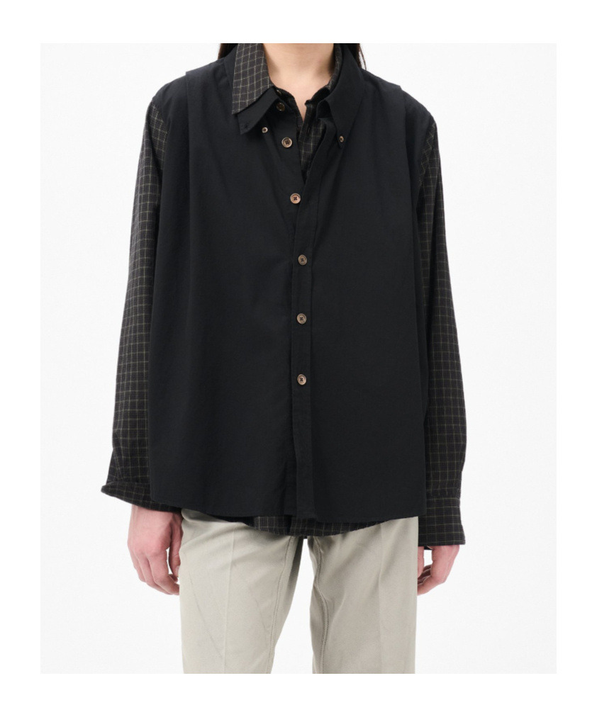 Our Legacy Check Pattern Collared Long Sleeve Shirt In Black