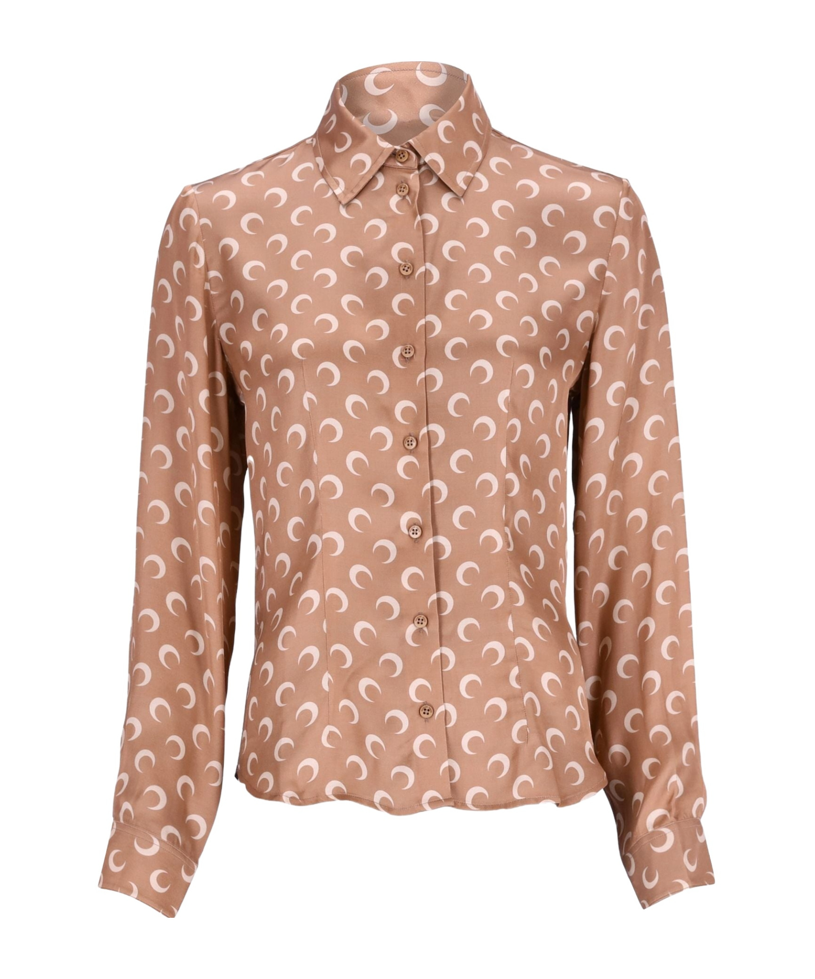 Marine Serre Crescent Moon-print Shirt In Brown