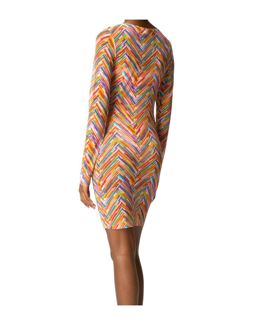 Missoni Long-sleeved Dress In Printed Tulle In Brown