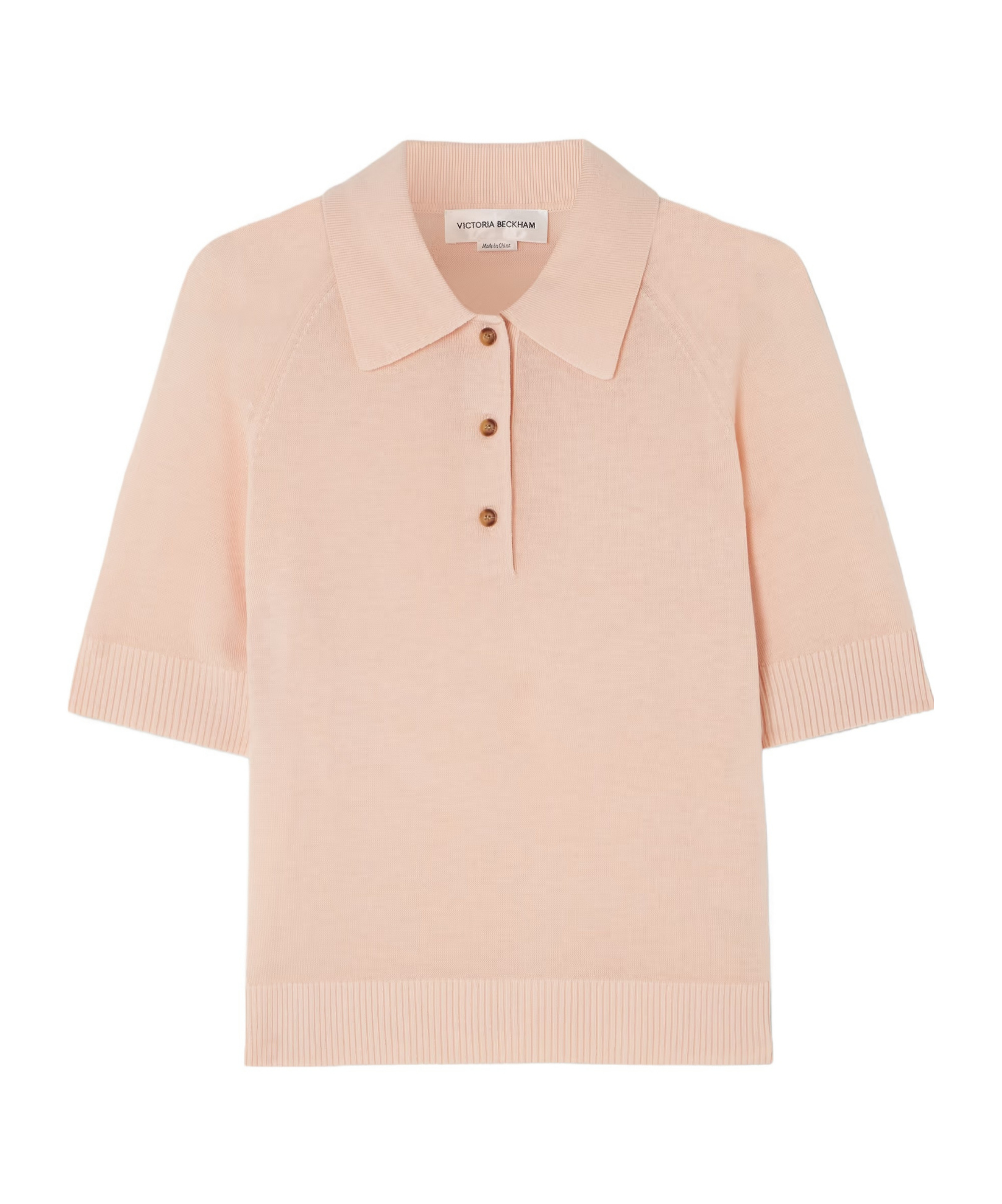 Victoria Beckham Wool Polo Shirt In Pink
