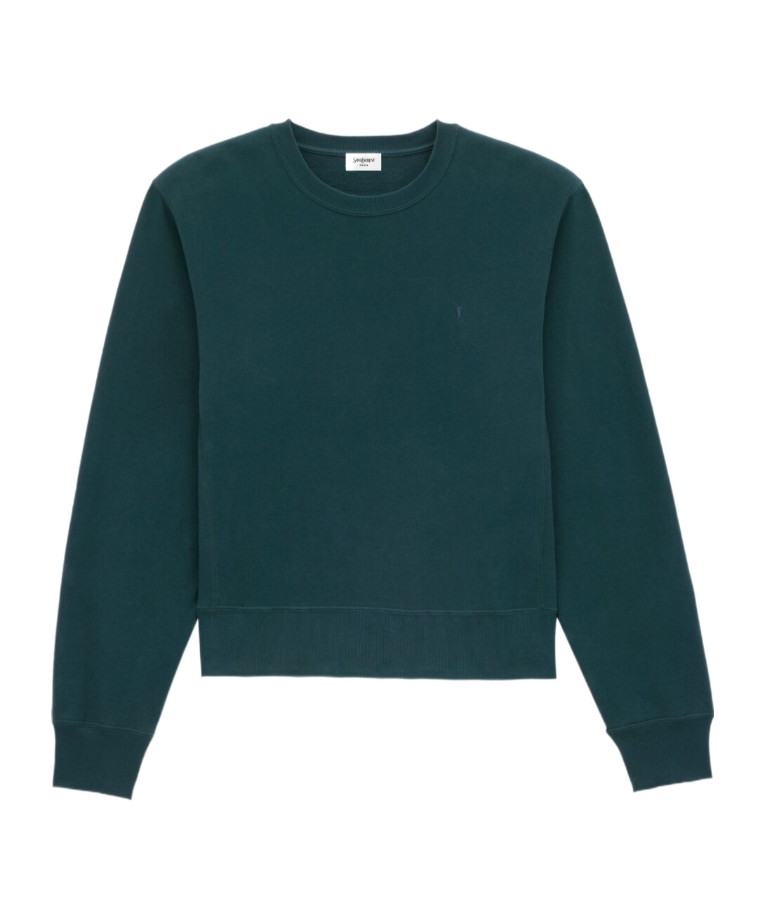 Saint Laurent Round-collar Long-sleeve Hoodie In Blue